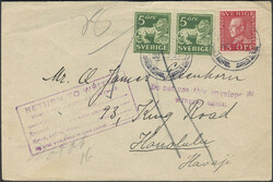 Sweden, Facit 143A, 177A cover, 2×5+15 öre on cover sent from EKEBY ...