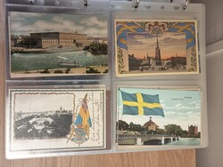 Sweden, Postcards. STOCKHOLM collection old cards in album, incl ...