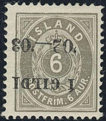 Iceland, Facit 52v1 or AFA 27BXy or Scott 53a *, 1902 Surcharge “Í ...