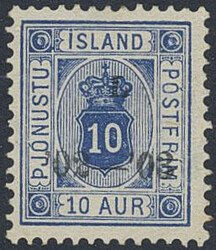 Iceland, Official Facit Tj24v2 or AFA 13By *, 1902 Overprint Í GILDI ...