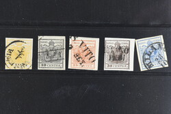 Austria, Lombardia-Venetia, Michel 1–5x used, 1850 Coat-of-Arms SET ...