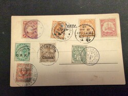 China, Mixed, , Postcard with stamps and cancels from all foreign ...