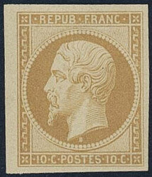 France, Michel 8a or Scott 10 or Yvert 9 *, 1852 Louis Napoleon 10 c ...