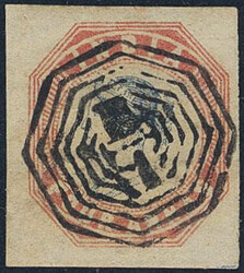 India, Michel 7 or SG 19 used, 1854 Queen Victoria 4 a red/blue (cut ...