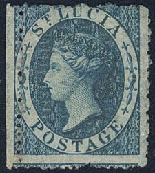 Saint Lucia, Michel 2 or SG 2 (*), 1860 Queen Victoria (4d) blue wmk ...