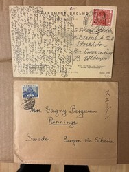ALL WORLD, Sven Hedin postcard Novosibirsk sent to Emma Hedin 1928. ...