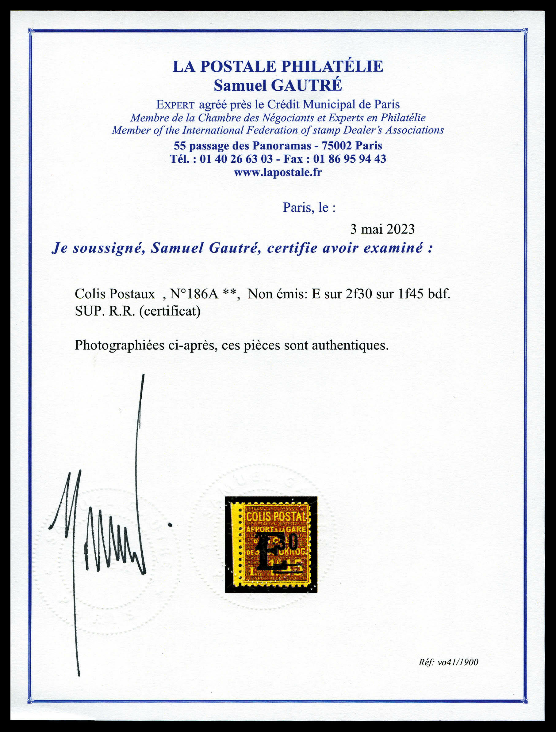 Image 1 for lot number 1729 for La Postale Philatélie 51st Auction