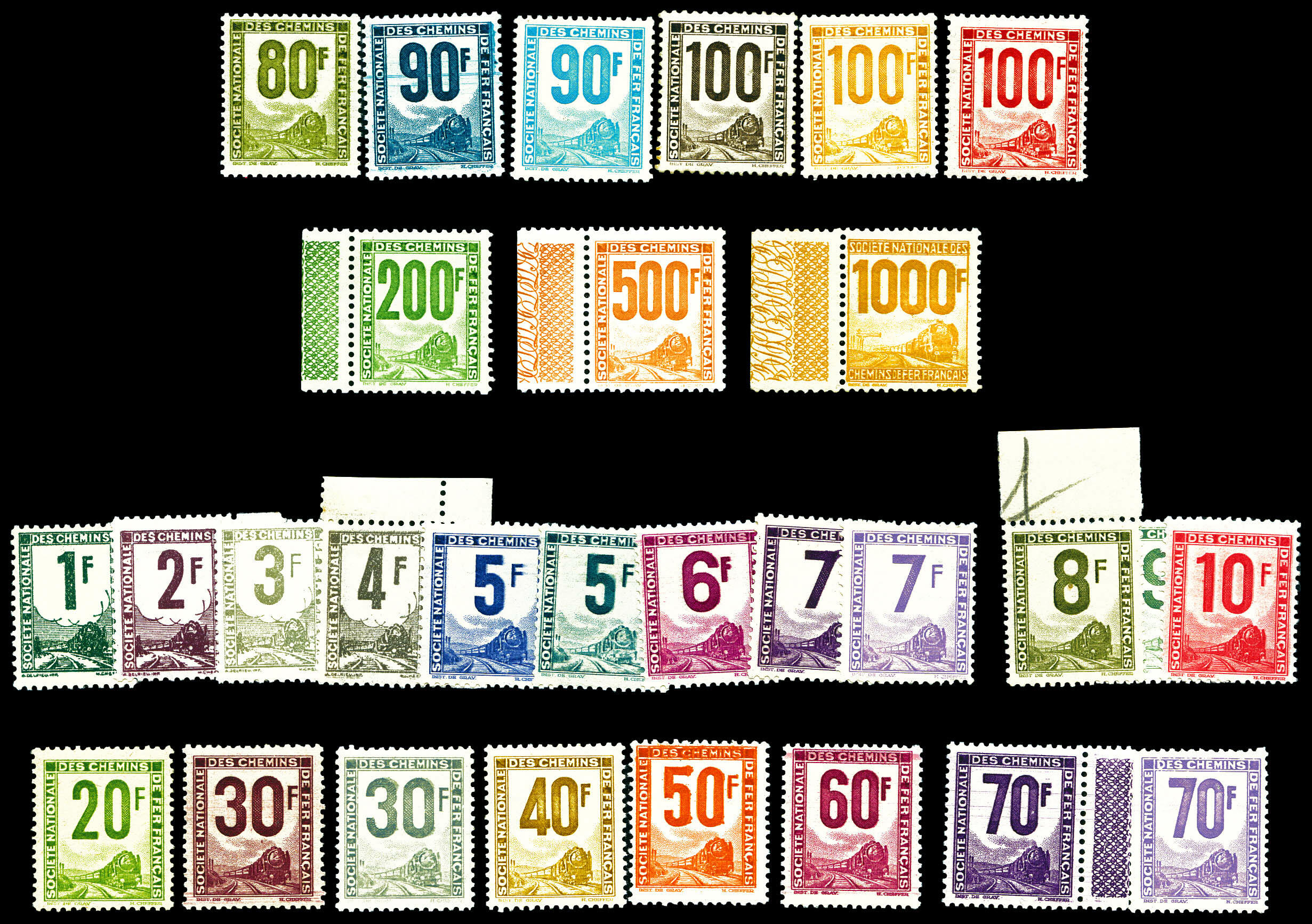 N°1/26, Locomotive à vapeur, la série complète de 29 valeurs, ...