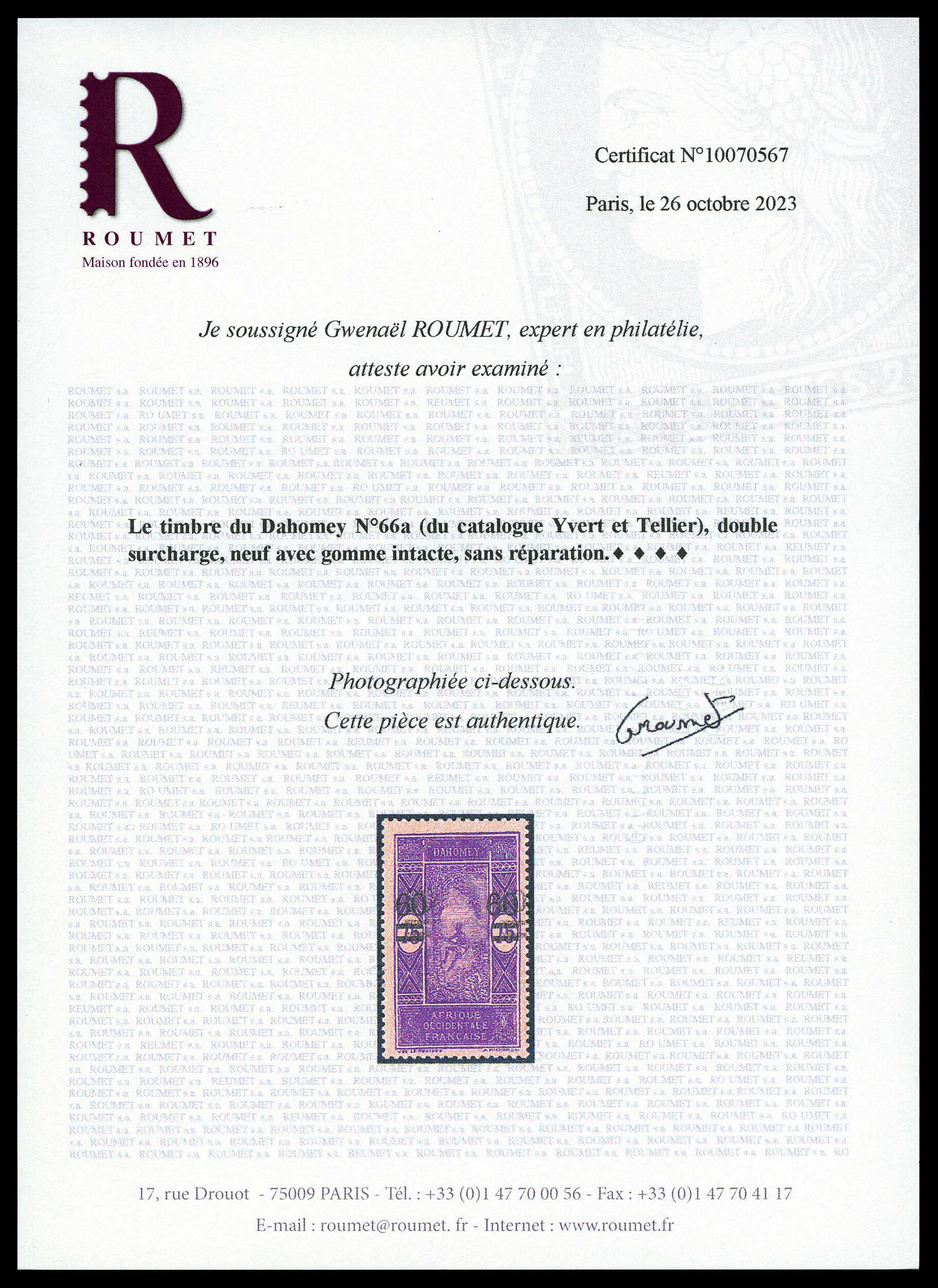 Image 1 for lot number 3126 for La Postale Philatélie 51st Auction