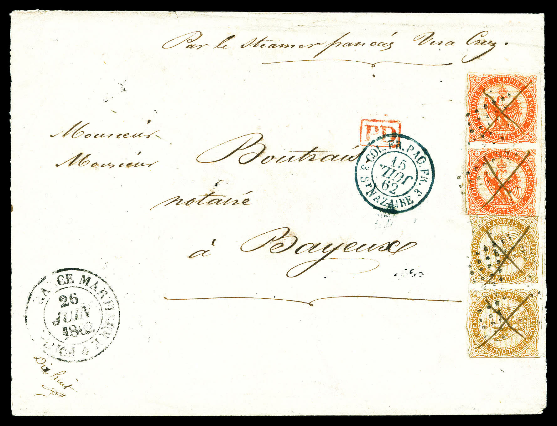 Aigle 10c bistre en paire (pd) + 40c orange en paire, tarif ...