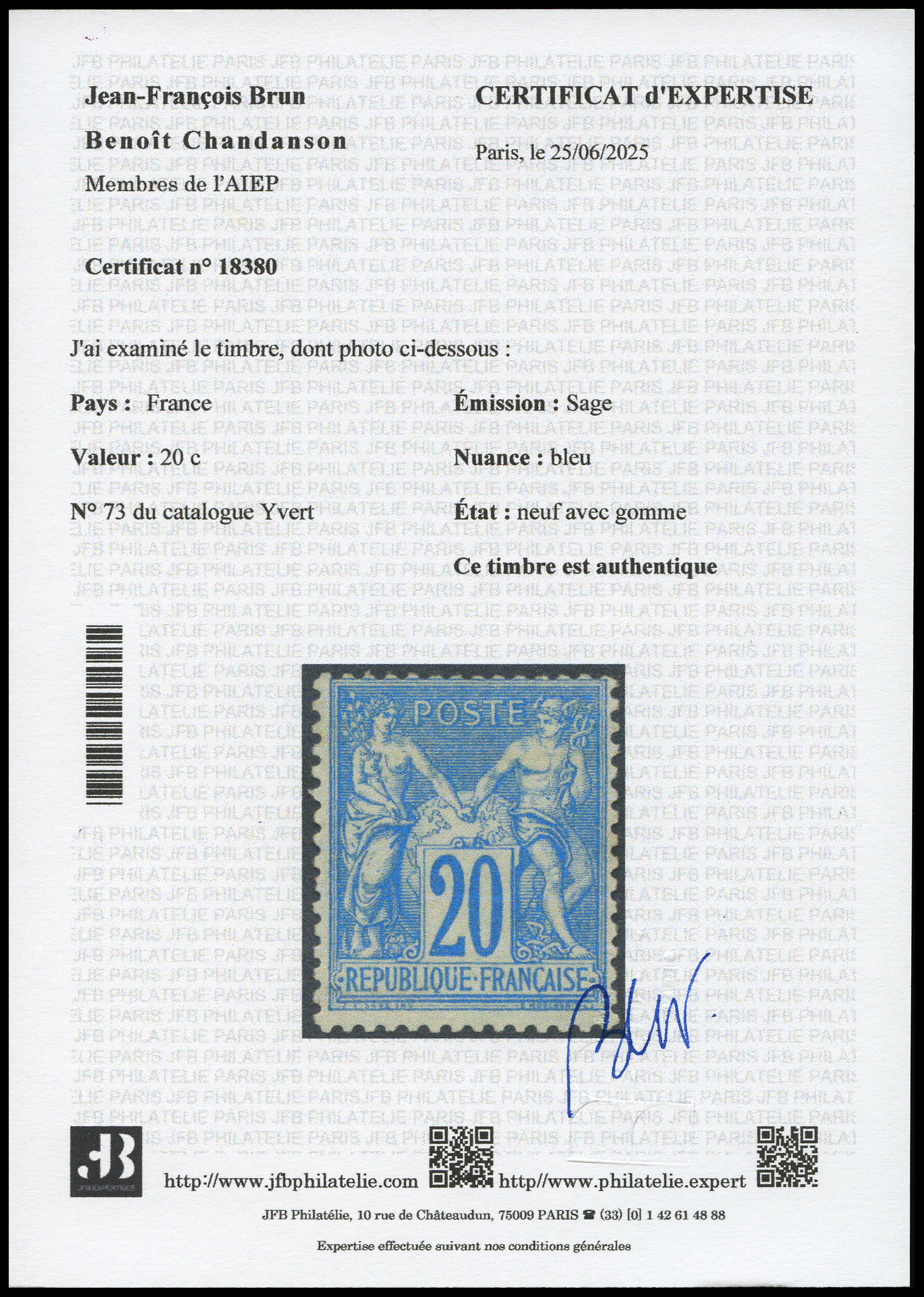 Image 3 for lot number 897 for La Postale Philatélie 51st Auction