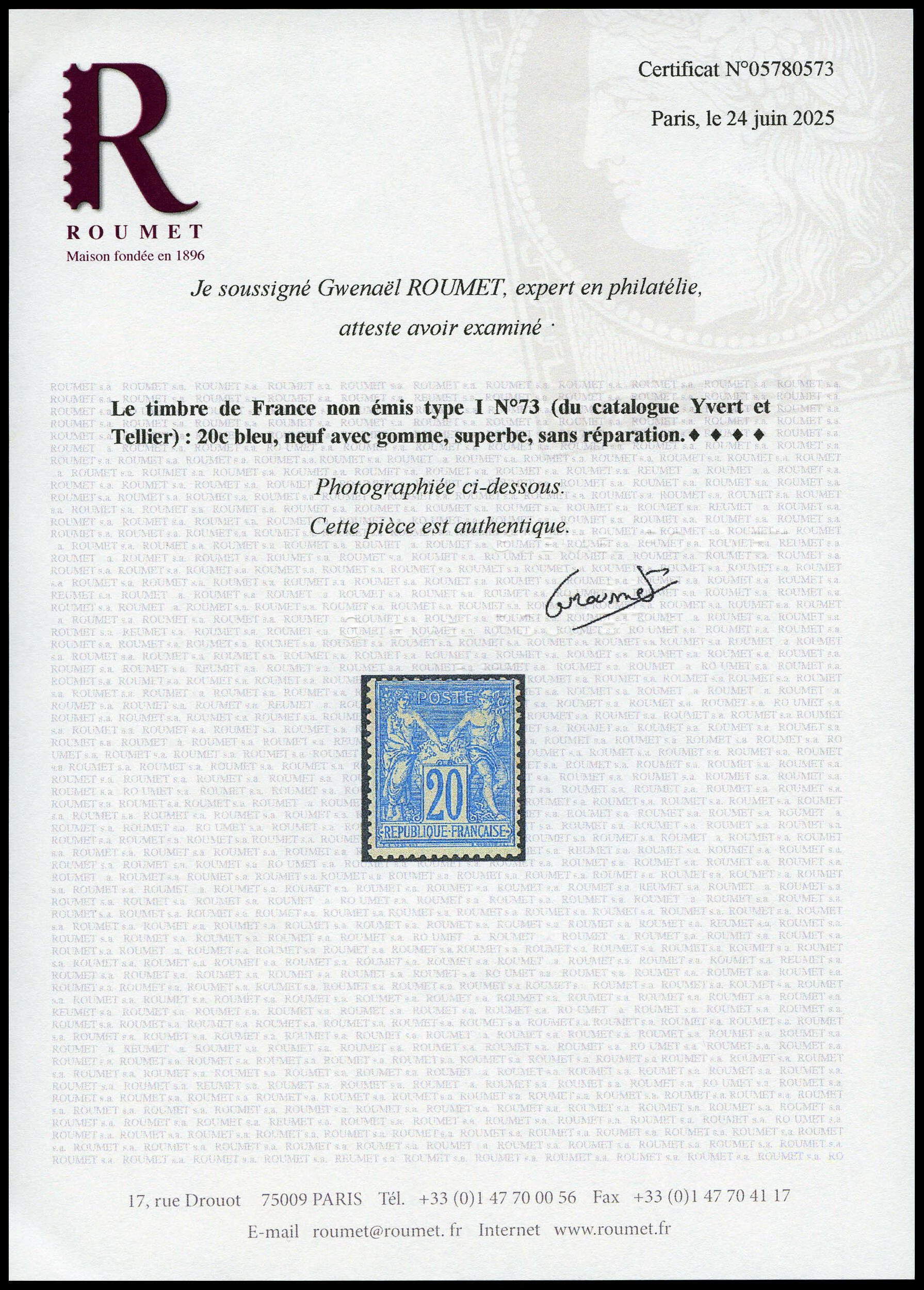 Image 4 for lot number 897 for La Postale Philatélie 51st Auction