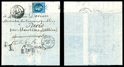 20c Lauré obl GC '2145' + càd LYON-LES TERREAUX du 7 janv 71. un ...