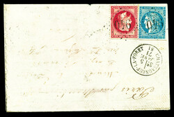 20c Bordeaux type II et 80c Lauré obl GC 940 + càd de CHATEAUNEUF ...