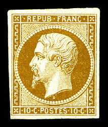 N°9a, 10c bistre-brun, belles marges et grande fraîcheur. SUPERBE. ...