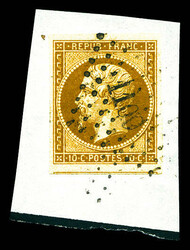N°9d, 10c bistre-brun foncé avec voisin en bas, obl. PC 1100 de ...