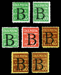 N°101/107, Série surchargée 'B', les 7 valeurs TB (certificat) ...