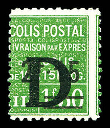 N°139, 2F15 sur 1F50 vert surchargé 'D', fraîcheur postale, SUP ...