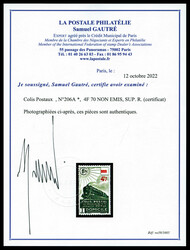 N°206A, 4F 70 NON EMIS, quasi **, SUP. R. (certificat) Qualité: * ...