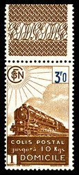 N°208, 3f brun, Impression recto-verso de la surcharge + surcharge ...