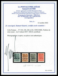 N° 234, 238, 240 et 241, NON EMIS, Timbres de mise à jour: . les 4 ...