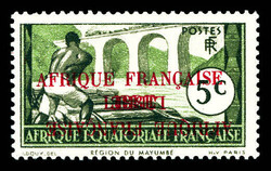 N°95d, 5c noir et vert, double surcharge dont une renversée, ...