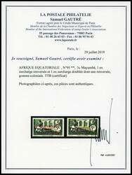 N°95d, 5c noir et vert, double surcharge dont une renversée, ...