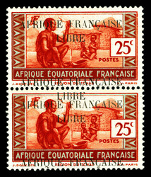 N°99a, 25c rouge-brique et gris-bleu: Double surcharge dont une à ...