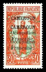 N°75a, 30c rouge et vert-bleu: Double surcharge. SUP (signé ...