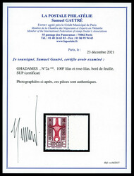 N°2b, 100F lilas et rose-lilas, bord de feuille, SUP (certificat) ...