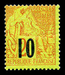 N°4A, 10 sur 20c brique sur vert TYPE II. SUPERBE. R. (certificat) ...