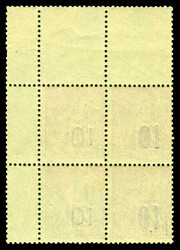 N°4A et 4F, 10 sur 20c brique sur vert: 2 paires Types II et VII se ...