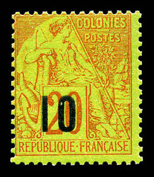 N°4D, 10 sur 20c brique s vert Type V. SUP. R. (certificat) Qualité ...