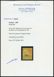 N°4E, 10 sur 20c brique TYPE VI (position 137), très bon centrage, ...