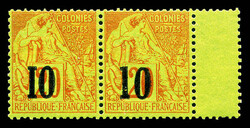 N°4, 10 sur 20c brique sur vert: Types IX et IV se tenant (n°4H et ...