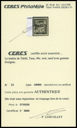 N°23, 40c noir, tirage 200 exemplaires. SUP (signé ...