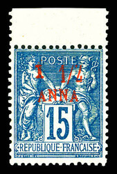 N°3e, 1 1/2 sur 15c bleu, bord de feuille. SUP (certificat) Qualité ...