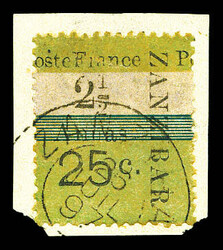 N°42, Intervalles, 2 1/2 a sur vert pâle, sur son support. SUPERBE. ...