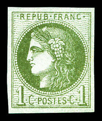 N°39A, 1c olive Report 1, fraîcheur postale, SUP (certificat) ...
