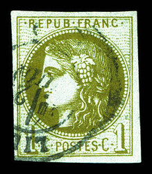N°39Cc, 1c olive bronze, jolie couleur. TB Qualité: Oblitéré Cote ...