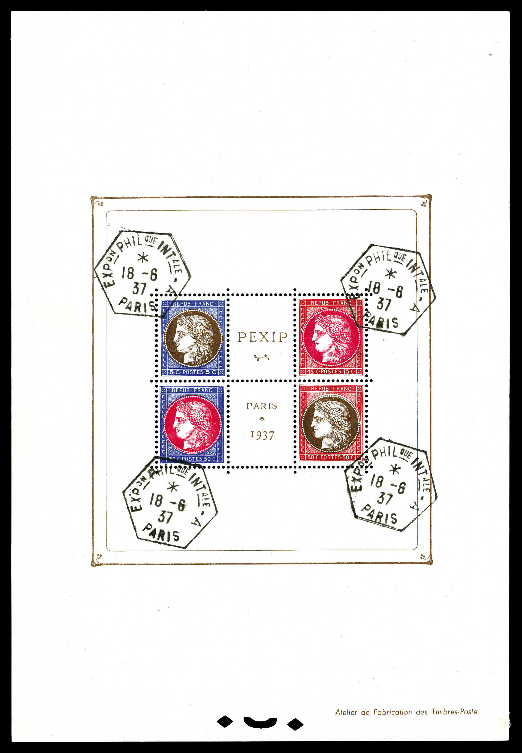 N°3, Exposition Philatélique de 1937 PEXIP, TB Qualité: Oblitéré ...