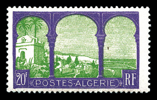 N°85a, 20f violet et vert sur gris-lilas, variété « 5è arbre », ...