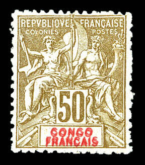 N°45a, 50c bistre s azuré, double légende. SUP (signé/certificat) ...