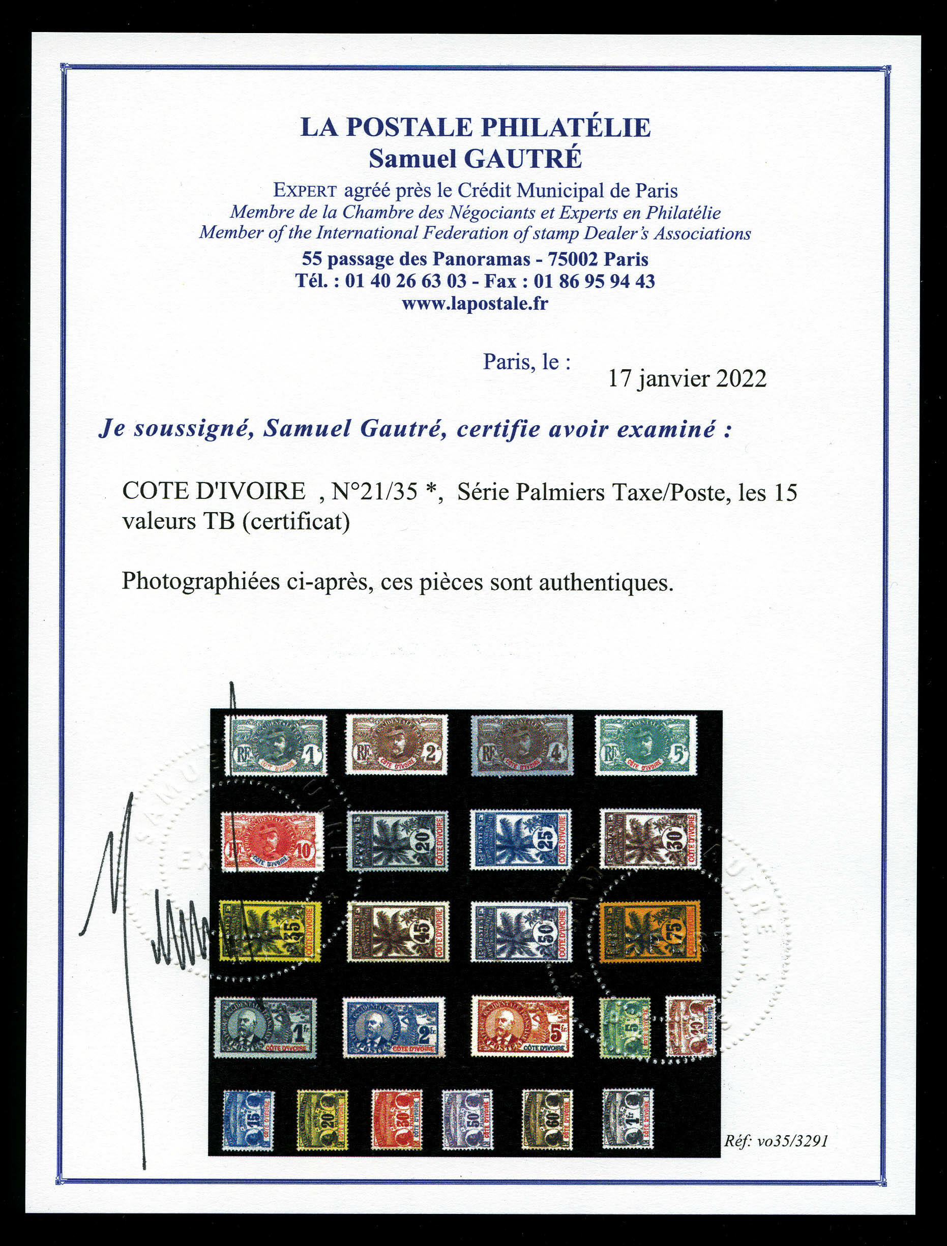 Image 2 for lot number 3376 for La Postale Philatélie 52nd Auction - Part 2