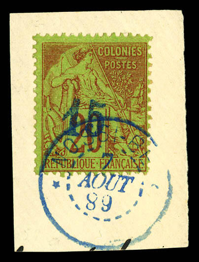 N°4A, 15 s 20c brique sur vert, 2ème tirage surcharge outremer obl ...