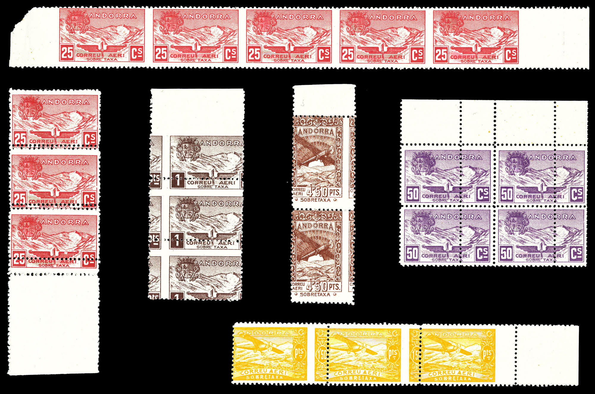 Ensemble de 5 superbes variétés en blocs et bandes dont piquages à ...