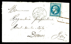 LE VILLE DE FLORENCE' (courrier retardé), 20c Lauré obl étoile 1, ...