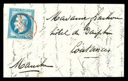 LE WASHINGTON, 20c Lauré obl PARIS SC rouge du 10 oct 1870 sur ...