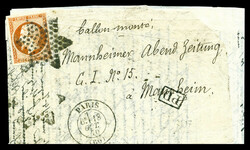 LE LAFAYETTE: 40c NON DENTELE (N°16) obl étoile + Càd de Paris le ...