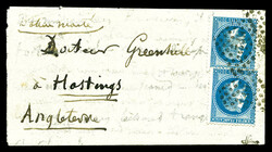 LE GARIBALDI, 20c Lauré x 2exemplaires obl losange HP2 sur PLI ...